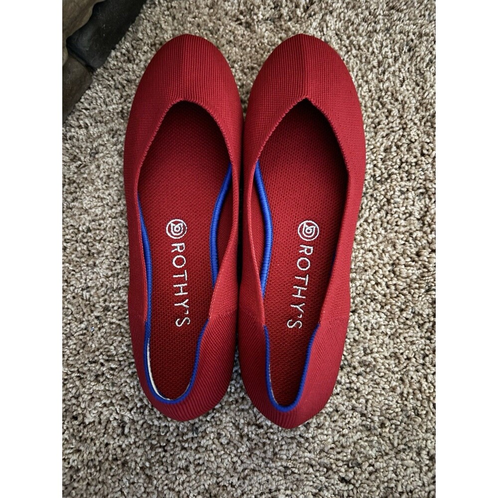 Rothy's The Point Red Knit Pointed Toe Ballet Flats